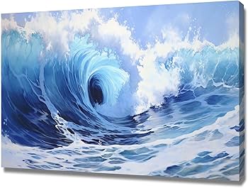 Amazon.co.jp: SHYAMIC 海絵 アート海 自然風景, 青い波の風景 海絵